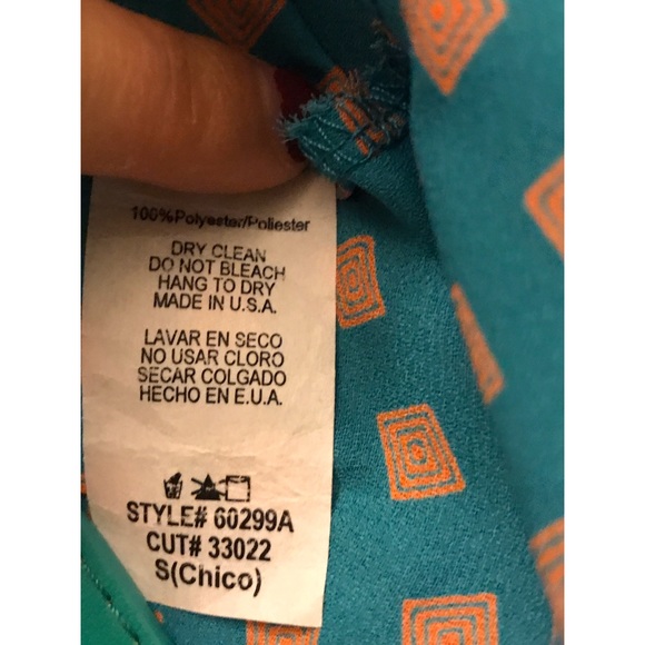 Sleeveless, Teal & Peach, Square Patterned Dress with Detachable Belt - Size S - Picture 7 of 7